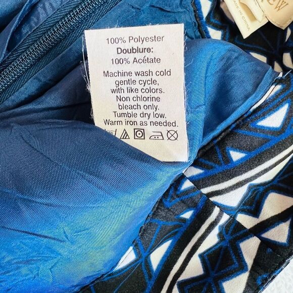 J. Crew Pleated Geometric Print Skirt Blue/White Size 0 - Picture 10 of 10